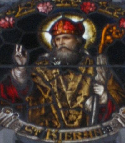 Detail of A Stained Glass Window of Saint Kieran Date And Artist Unknown Church of Seir Kieran Bell Hill Offaly Ireland Photographed On 25 January 2015 By Clareen72 Swiped From Wikimedia Commons