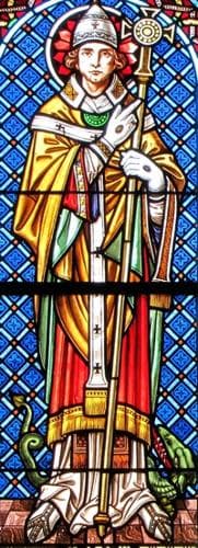 Detail of A Stained Glass Window of Pope Saint Leo XI By Jean Weyh In The 19Th Century Chapelle SaintLéon Alsace HautRhin France Photographed In 2014 By Ralph Hammann Swiped From Wikimedia Commons