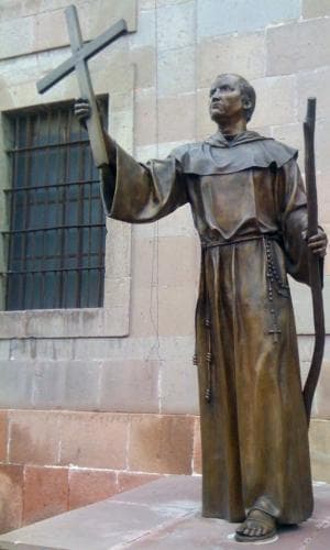 Bronze Sculpture of Saint Junipero Serra By Ill Cubo Creations 17 September 2015 In Front of The Diocesan Curia Santiago De Queretaro Mexico Photographed On 17 November 2016 By Mizael Contreras Swiped From Wikimedia Commons