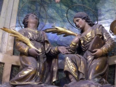 Sculpture of Saints Justin And PastorAltarpiece of The Church of Saints Justo And Pastor Barcelona Spain 18Th Century Artist Unknown Photographed By Bocachete On 28 July 2009 Swiped Off Wikipedia