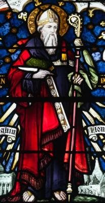 Photograph of A Detail of A Stained Glass Window Depicting Saint Kieran Artist Unknown Date Unknown Saint BrendanS Church Wilmer Road Birr County Offaly Ireland Photographed On 10 September 2010 By Andreas F Borchert Swiped Off Wikipedia