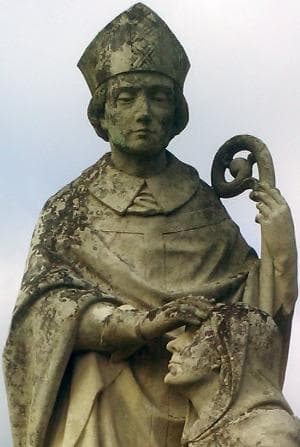 Detail of A Statue Depicting Saint Lo Healing A WomanS Blindness Date And Artist Unknown Courcy France Photographed On 30 October 2011 By Xfigpower Swiped From Wikimedia Commons
