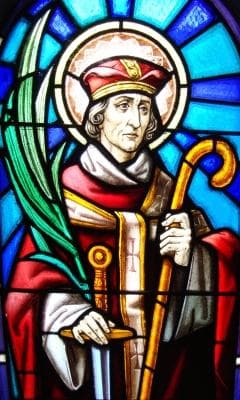 Detail of A Stained Glass Window of Saint Leo of Rouen Date And Artist Unknown Saint John The Baptist Church Issor France Photographed On 29 June 2010 By HavangNl Swiped From Wikimedia Commons